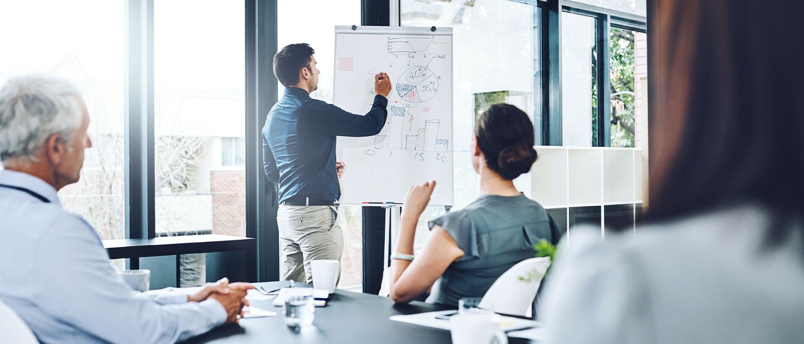 Several salespeople in a training session