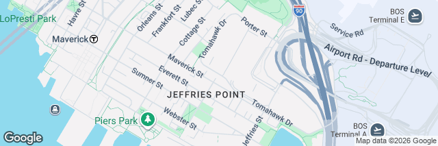 Google Maps Boston Airport (BOS), 100 Tomahawk Dr, Boston, MA 02128-2058, United States of America